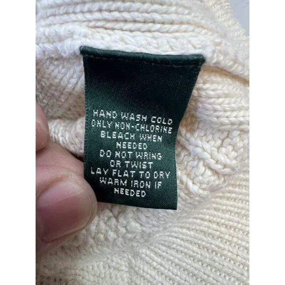 RALPH LAUREN Ivory Cable Knit Women Sweater 3/4 Zip Size XL Academia Preppy - Picture 11 of 11